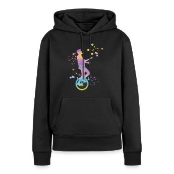 Unicycliste monocycle monocycle - Sweat à capuche Premium bio Femme - noir - Devant - Julia (174cm)