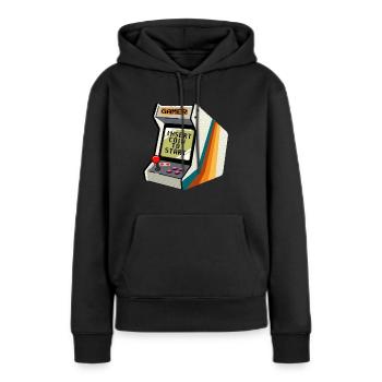 Insert Coin To Start - Women’s Premium Organic Hoodie - black - Front - Julia (174cm)