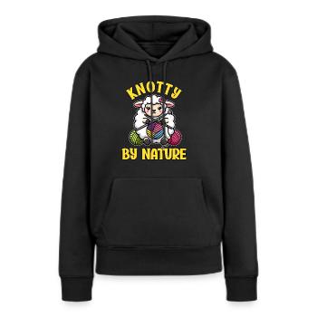 Knotty By Nature Goat Funny Knitting - Women’s Premium Organic Hoodie - black - Front - Julia (174cm)