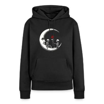 Romance Amour Gothique Lune Squelette Mort Rose Morbide - Sweat à capuche Premium bio Femme - noir - Devant - Julia (174cm)