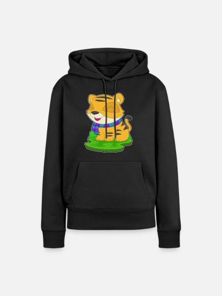 Tiger Winter Schal - Frauen Premium Bio Hoodie - Schwarz
