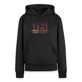 Retro Birthday January 1961 - Sunset line - Women’s Premium Organic Hoodie - black - Front - Julia (174cm)