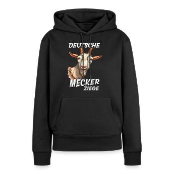 DEUTSCHE MECKER ZIEGE - Frauen Premium Bio Hoodie - Schwarz - Vorne - Julia (174cm)