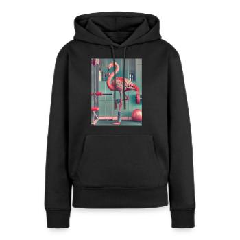 Let's Flamingle - Flamingo Wear - Gym Workout - Women’s Premium Organic Hoodie - black - Front - Julia (174cm)