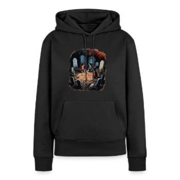 Okkulte Beschwörung Rituale Retro Vintage Design - Frauen Premium Bio Hoodie - Schwarz - Vorne - Julia (174cm)