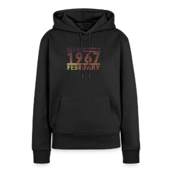 Retro Geburtstag February 1967 - Sunset line - Frauen Premium Bio Hoodie - Schwarz - Vorne - Julia (174cm)