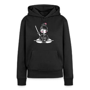 iaido - Sweat à capuche Premium bio Femme - noir - Devant - Julia (174cm)