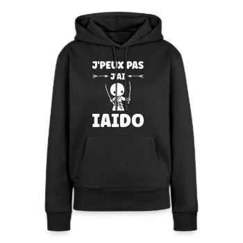 iaido - Sweat à capuche Premium bio Femme - noir - Devant - Julia (174cm)