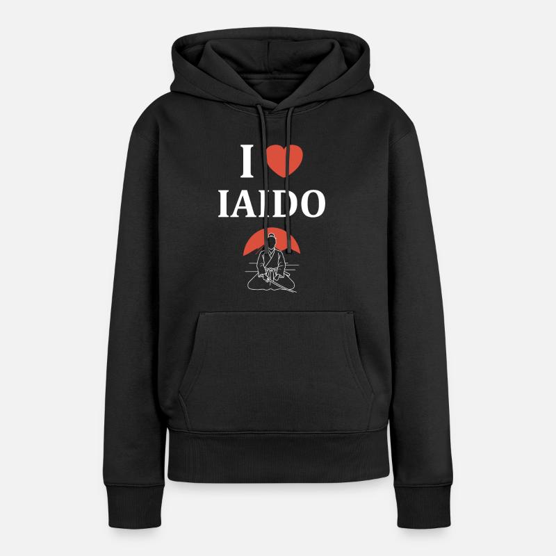 iaido - Sweat à capuche Premium bio Femme - noir