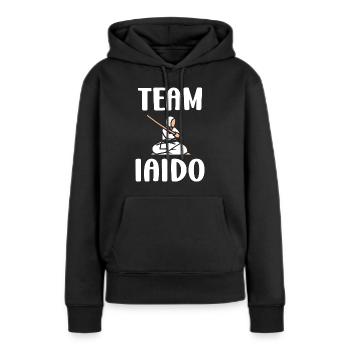 iaido - Sweat à capuche Premium bio Femme - noir - Devant - Julia (174cm)