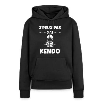 KENDO - Sweat à capuche Premium bio Femme - noir - Devant - Julia (174cm)