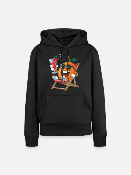 Orange - Frauen Premium Bio Hoodie - Schwarz