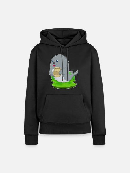 Seehund Vase - Frauen Premium Bio Hoodie - Schwarz