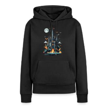 Château hanté effrayant Château hanté magique - Sweat à capuche Premium bio Femme - noir - Devant - Julia (174cm)