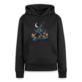 Château hanté effrayant Château hanté magique - Sweat à capuche Premium bio Femme - noir - Devant - Julia (174cm)