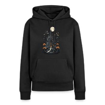 Château hanté effrayant Château hanté magique - Sweat à capuche Premium bio Femme - noir - Devant - Julia (174cm)
