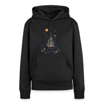 Château hanté effrayant Château hanté magique - Sweat à capuche Premium bio Femme - noir - Devant - Julia (174cm)