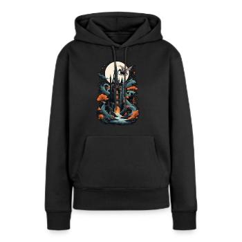 Château hanté effrayant Château hanté magique - Sweat à capuche Premium bio Femme - noir - Devant - Julia (174cm)