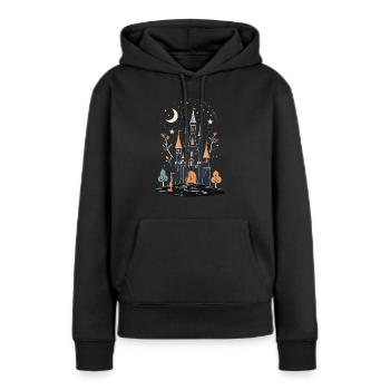 Château hanté effrayant Château hanté magique - Sweat à capuche Premium bio Femme - noir - Devant - Julia (174cm)