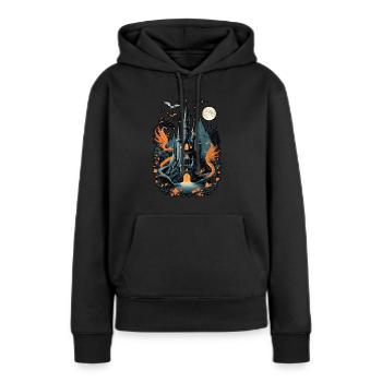 Château hanté effrayant Château hanté magique - Sweat à capuche Premium bio Femme - noir - Devant - Julia (174cm)