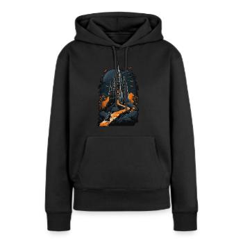 Château hanté effrayant Château hanté magique - Sweat à capuche Premium bio Femme - noir - Devant - Julia (174cm)