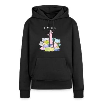 Couture, couture, couture, courtepointe - Sweat à capuche Premium bio Femme - noir - Devant - Julia (174cm)