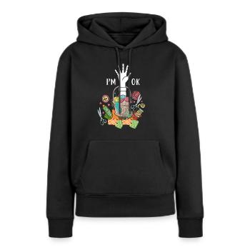 Couture, couture, couture, courtepointe - Sweat à capuche Premium bio Femme - noir - Devant - Julia (174cm)