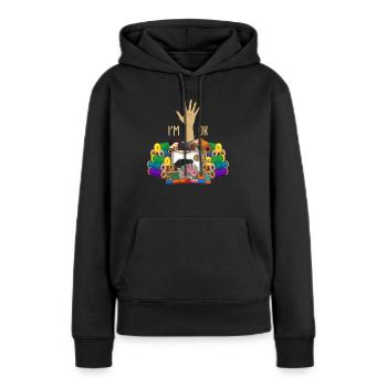 Couture, couture, couture, courtepointe - Sweat à capuche Premium bio Femme - noir - Devant - Julia (174cm)