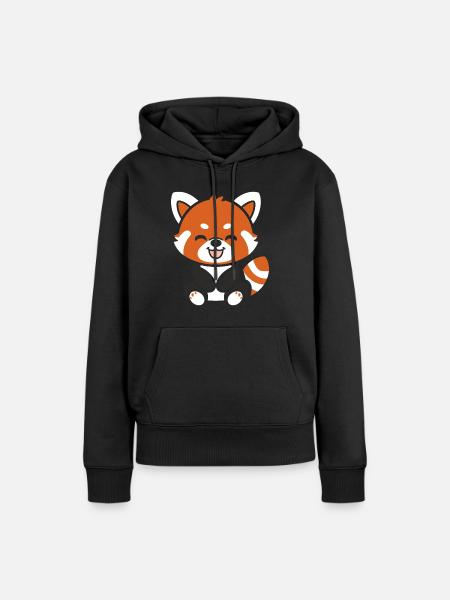 Panda roux - Sweat à capuche Premium bio Femme - noir