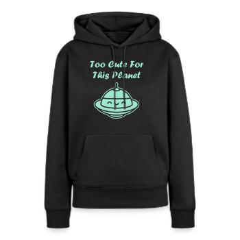 fliegende Untertasse - Frauen Premium Bio Hoodie - Schwarz - Vorne - Julia (174cm)