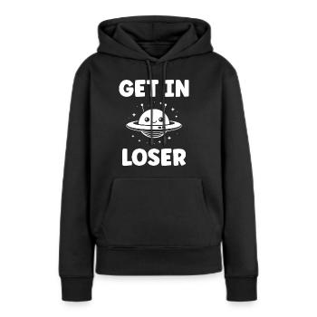 fliegende Untertasse - Frauen Premium Bio Hoodie - Schwarz - Vorne - Julia (174cm)