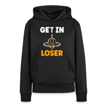 fliegende Untertasse - Frauen Premium Bio Hoodie - Schwarz - Vorne - Julia (174cm)