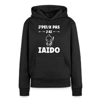 iaido - Sweat à capuche Premium bio Femme - noir - Devant - Julia (174cm)