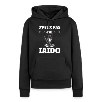 iaido - Sweat à capuche Premium bio Femme - noir - Devant - Julia (174cm)