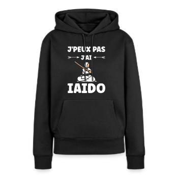 iaido - Sweat à capuche Premium bio Femme - noir - Devant - Julia (174cm)