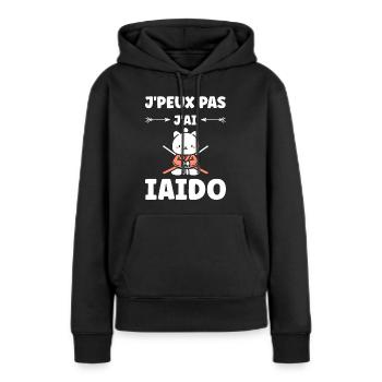 iaido - Sweat à capuche Premium bio Femme - noir - Devant - Julia (174cm)