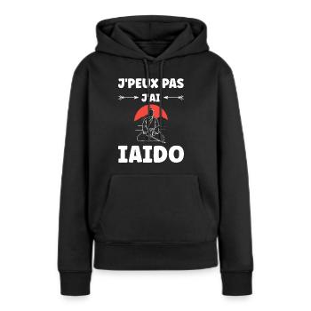 iaido - Sweat à capuche Premium bio Femme - noir - Devant - Julia (174cm)