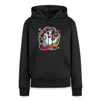 Drôle Glamour Goule Flashy Halloween - Sweat à capuche Premium bio Femme - noir - Devant - Julia (174cm)