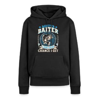 Maître Baiter Je branle chaque fois que j’ai l’occasion de pêcher - Sweat à capuche Premium bio Femme - noir - Devant - Julia (174cm)