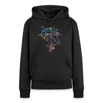 Saut en hauteur Aquarelle Saut en hauteur - Sweat à capuche Premium bio Femme - noir - Devant - Julia (174cm)