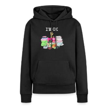 Couture, couture, couture, courtepointe - Sweat à capuche Premium bio Femme - noir - Devant - Julia (174cm)