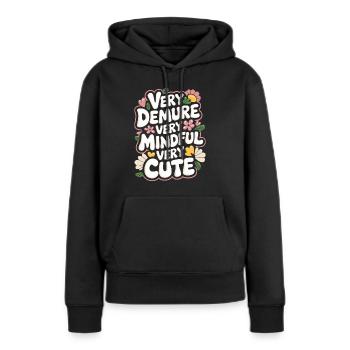 très sage, très attentif, très doux - Sweat à capuche Premium bio Femme - noir - Devant - Julia (174cm)