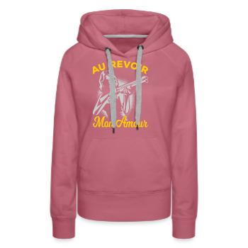 Au revoir mon amour romantique français - Sweat à capuche Premium bio Femme - mauve - Devant - Isabella (175cm)