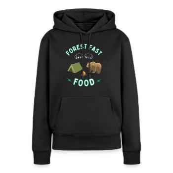 Wald Fast Food für Bär - Camping und Outdoor - Frauen Premium Bio Hoodie - Schwarz - Vorne - Julia (174cm)