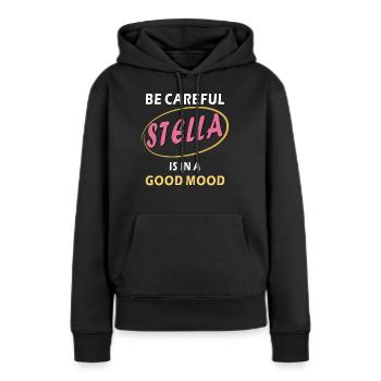 STELLA EST DE BONNE HUMEUR - Sweat à capuche Premium bio Femme - noir - Devant - Julia (174cm)