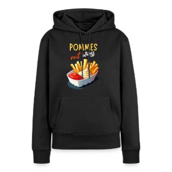 frites rut wiess snack bar Cologne kölsch fête drôle - Sweat à capuche Premium bio Femme - noir - Devant - Julia (174cm)