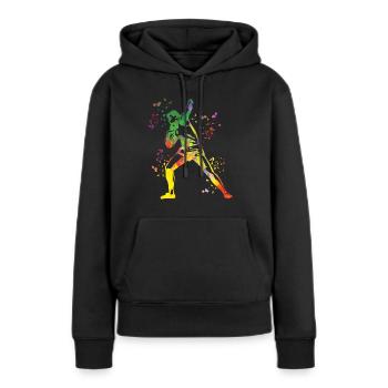 Lanceur de poids Colorsplash Lancer de poids - Sweat à capuche Premium bio Femme - noir - Devant - Julia (174cm)