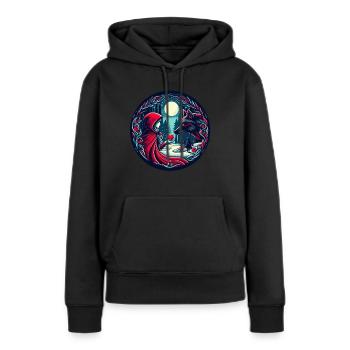 Märchen Rotkäppchen Wolf Mystisch Liebe Tierschutz - Frauen Premium Bio Hoodie - Schwarz - Vorne - Julia (174cm)