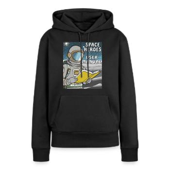 LIVRE D’ASTRONAUTE SPACE HERO MANUEL D’UTILISATION - Sweat à capuche Premium bio Femme - noir - Devant - Julia (174cm)