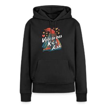 Vulkan – Asche, Lava und Feuer - Frauen Premium Bio Hoodie - Schwarz - Vorne - Julia (174cm)